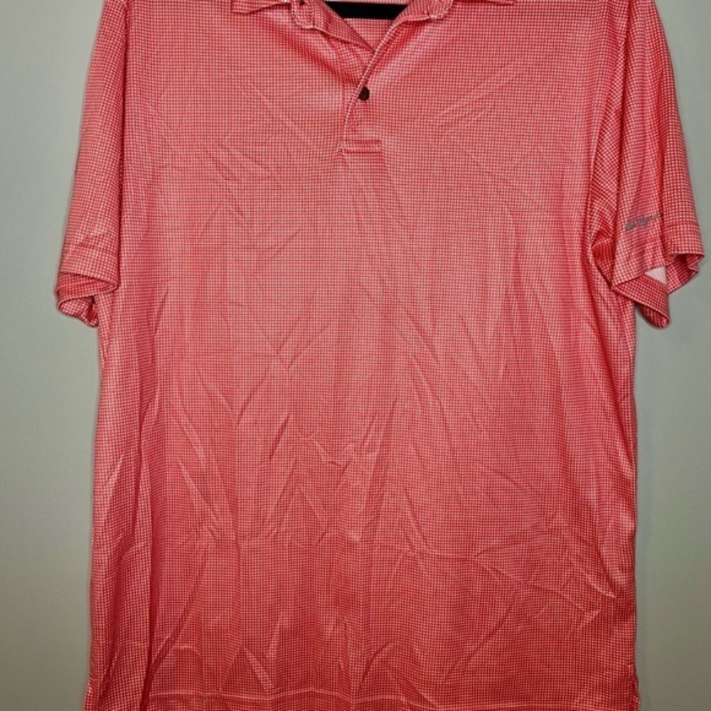 Ben Hogan Men's Short Sleeve Performance Polo Shirt‎ Size Medium Red Check